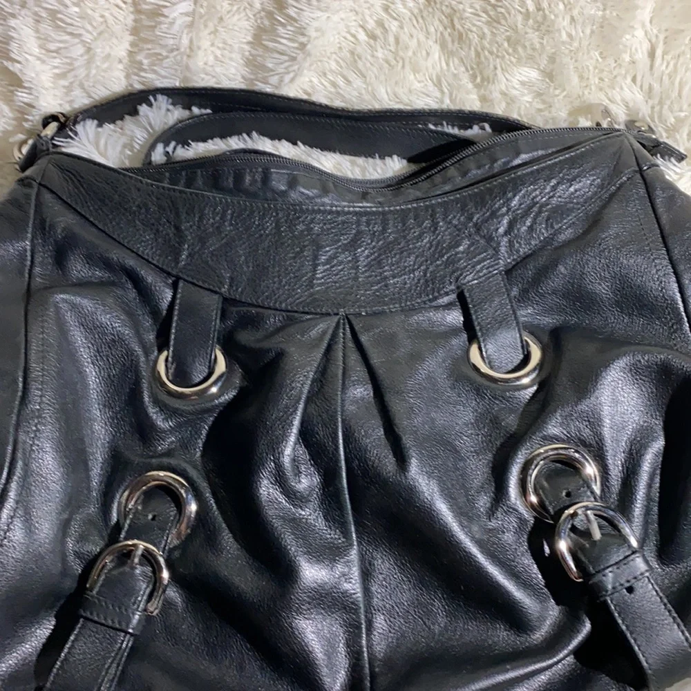 FURLA ~ 2 Way ~ Soft Black Leather Hobo Bag - Picture 11 of 13